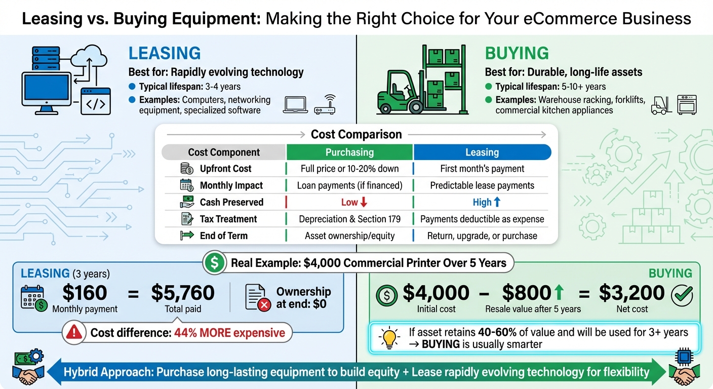 Leasing vs Buying Equipment: Cost Comparison and Decision Framework for eCommerce