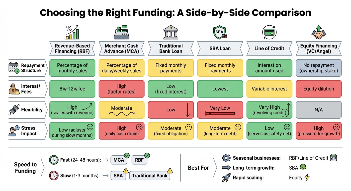 Business Funding Options Comparison: Repayment Terms, Costs, and Stress Impact