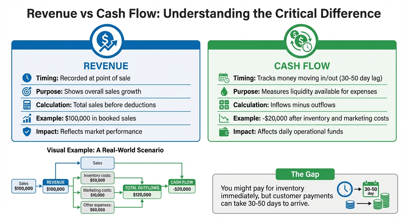 Revenue vs Cash Flow: Key Differences for eCommerce Businesses