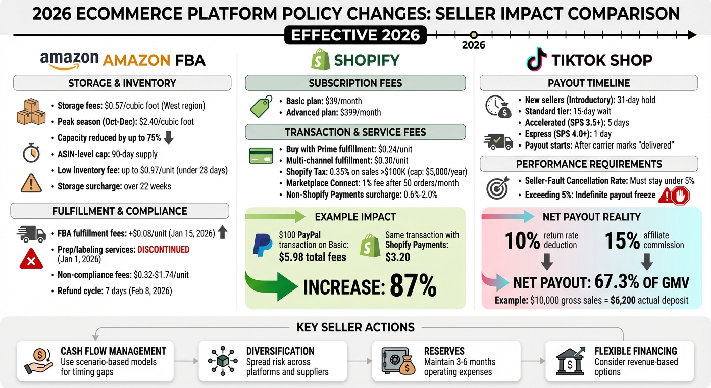 2026 Platform Policy Changes: Fee Increases and Payout Delays Across Amazon, Shopify, and TikTok Shop