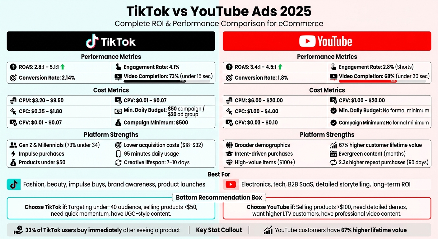TikTok vs YouTube Ads 2025: Cost, Performance & ROI Comparison