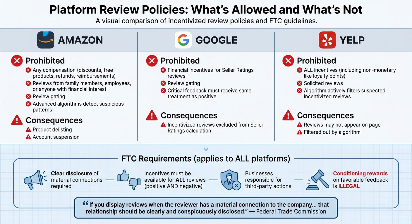 Platform Review Policies Comparison: Amazon, Google, and Yelp Rules