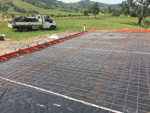 Concrete slab with formwork.