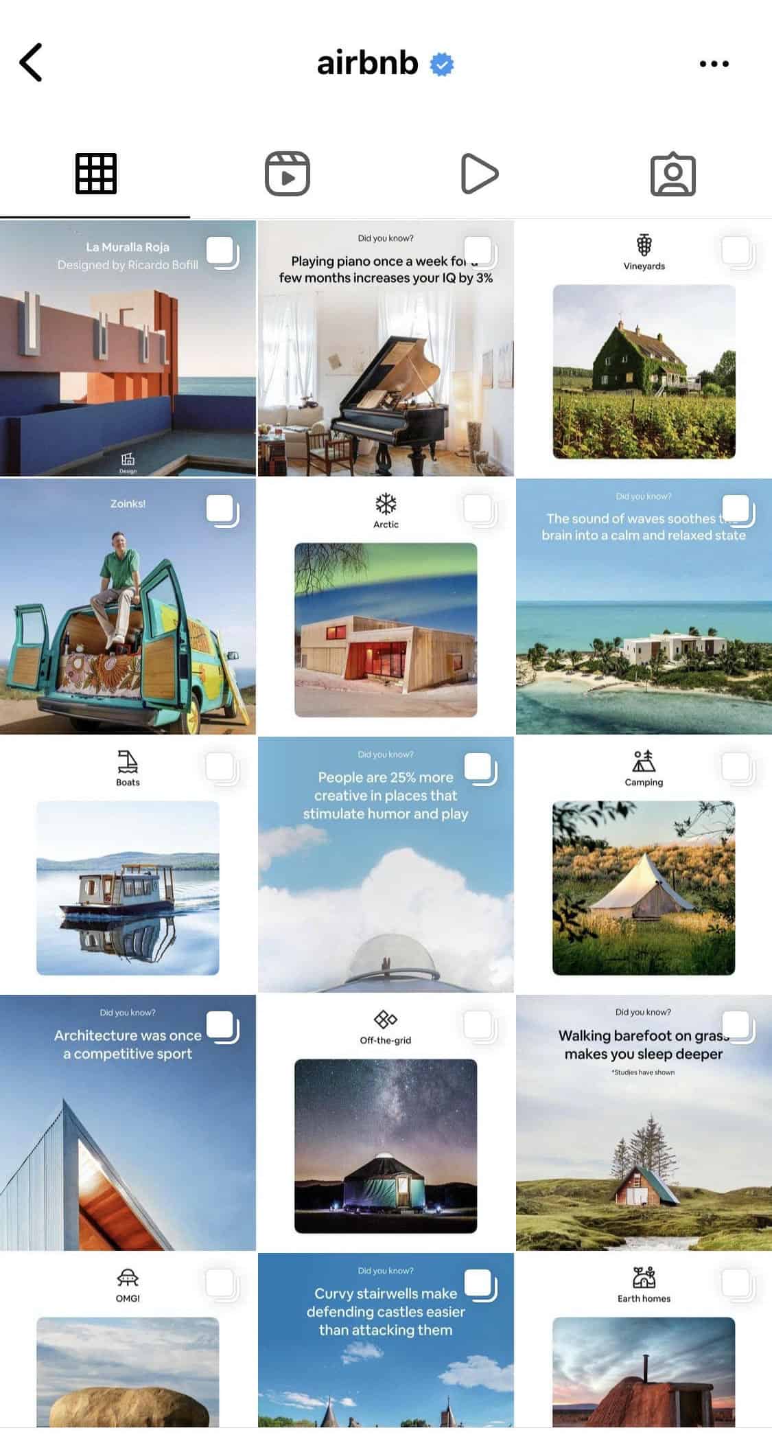 @ perfil de caruseles de Instagram de Airbnb