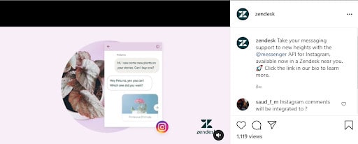 Instagram de Zendesk