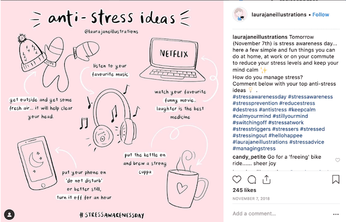Ideas para Campañas de Fiestas de Redes Sociales de abril - Día de Concientización sobre el Estrés - Sked Social
