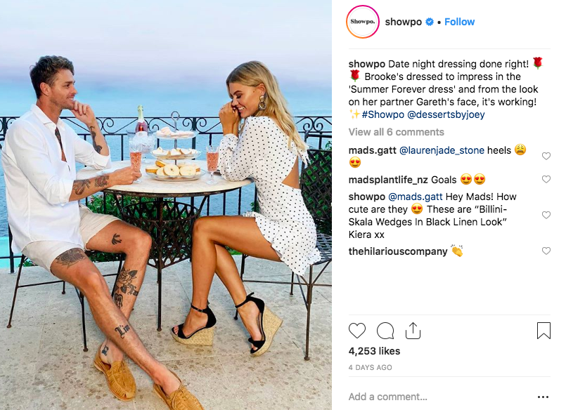 Una noche de cita inspirada en Europa era una parte del contenido que Showpo creó para su campaña de comercio electrónico del Día de San Valentín.