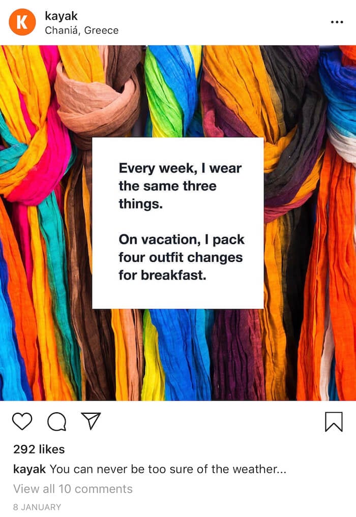 Marcas de Viajes en Instagram - Kayak - Sked Social 3