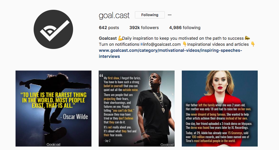 Ideas de publicaciones de Instagram - Goalcast - Sked Social