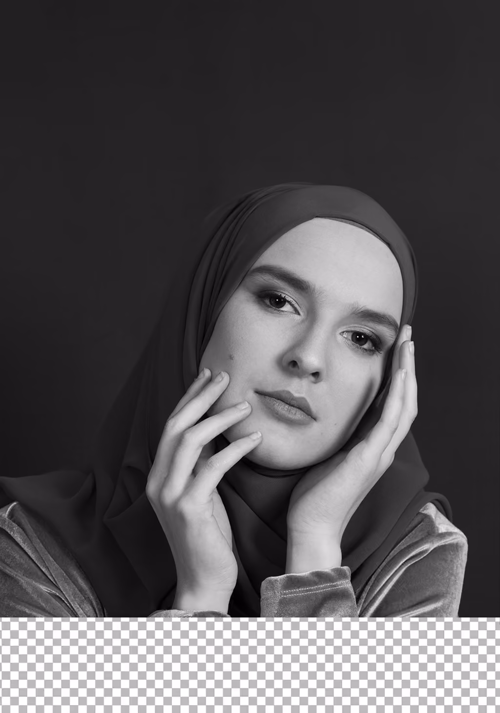 Black-and-white source portrait for a Unum card.
