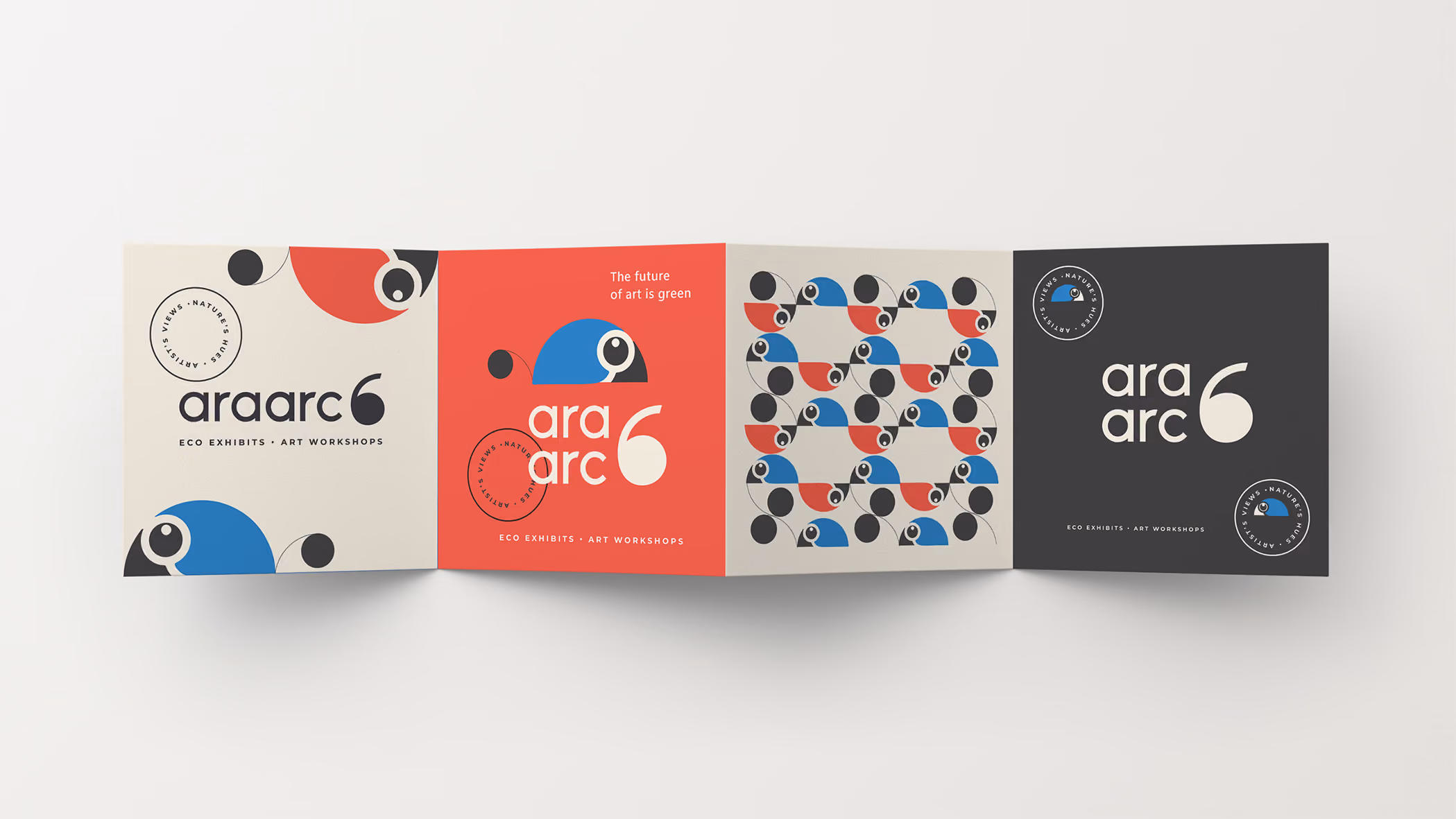 AraArc 6 foldout brochure showing the full set of colorful panels.