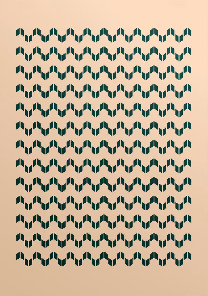 Repeating green and cream patterned card design.