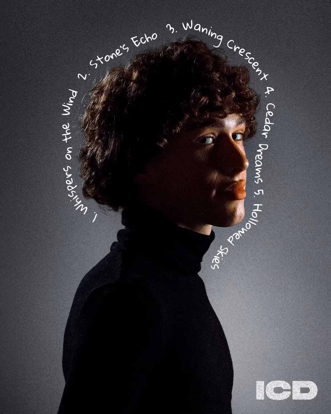 ICD portrait poster with circular handwritten typography.
