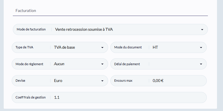 Options de facturation