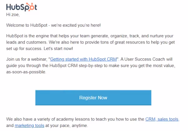 HubSpot onboarding email 
