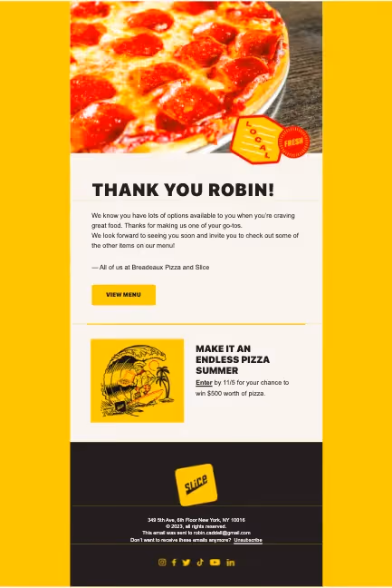 Slice personalized email campaign strategy