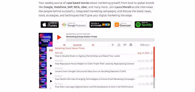 podcast landing page