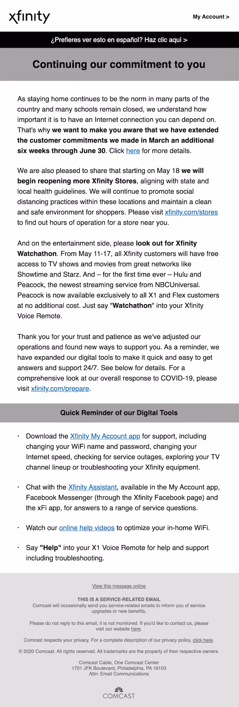 COVID-19 email example