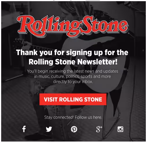 rolling stone newsletter welcome email
