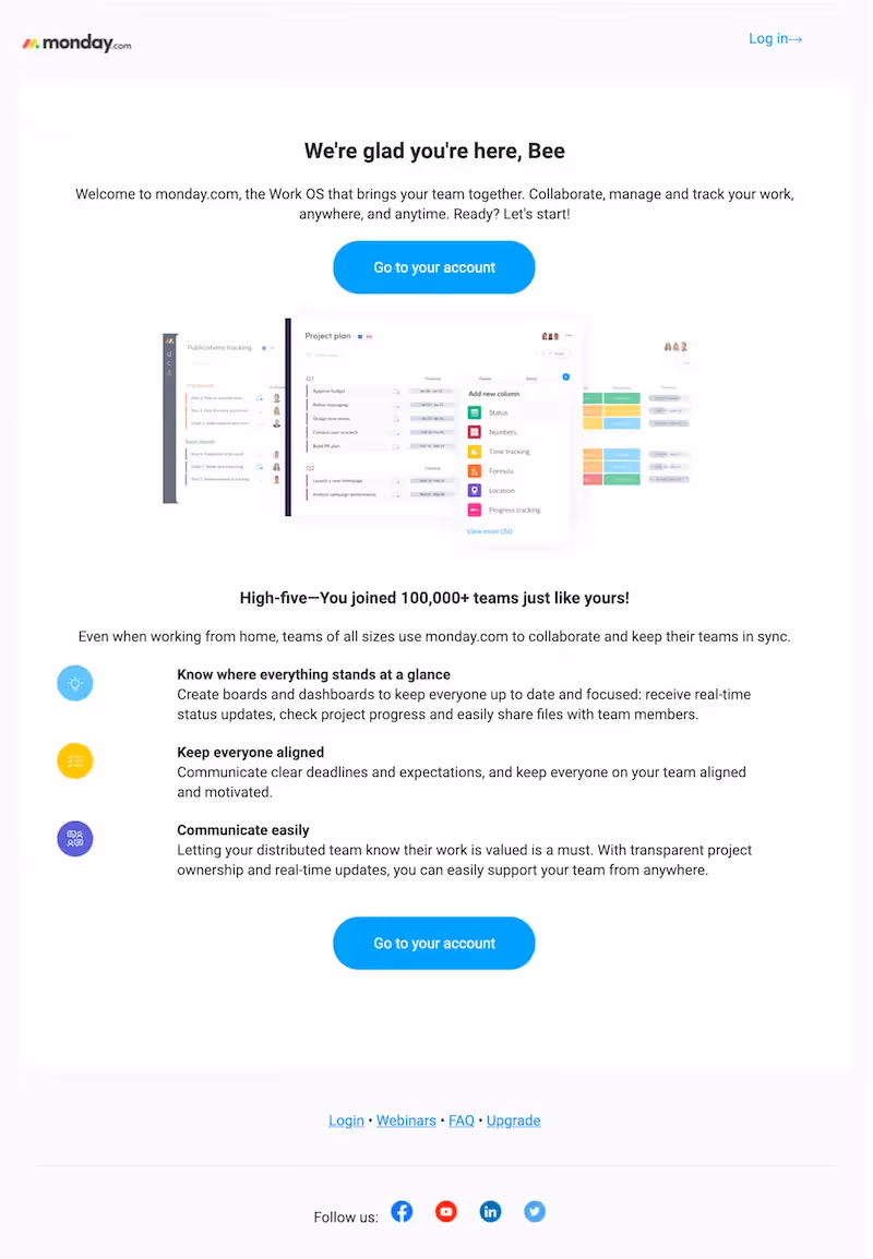 simple welcome email design