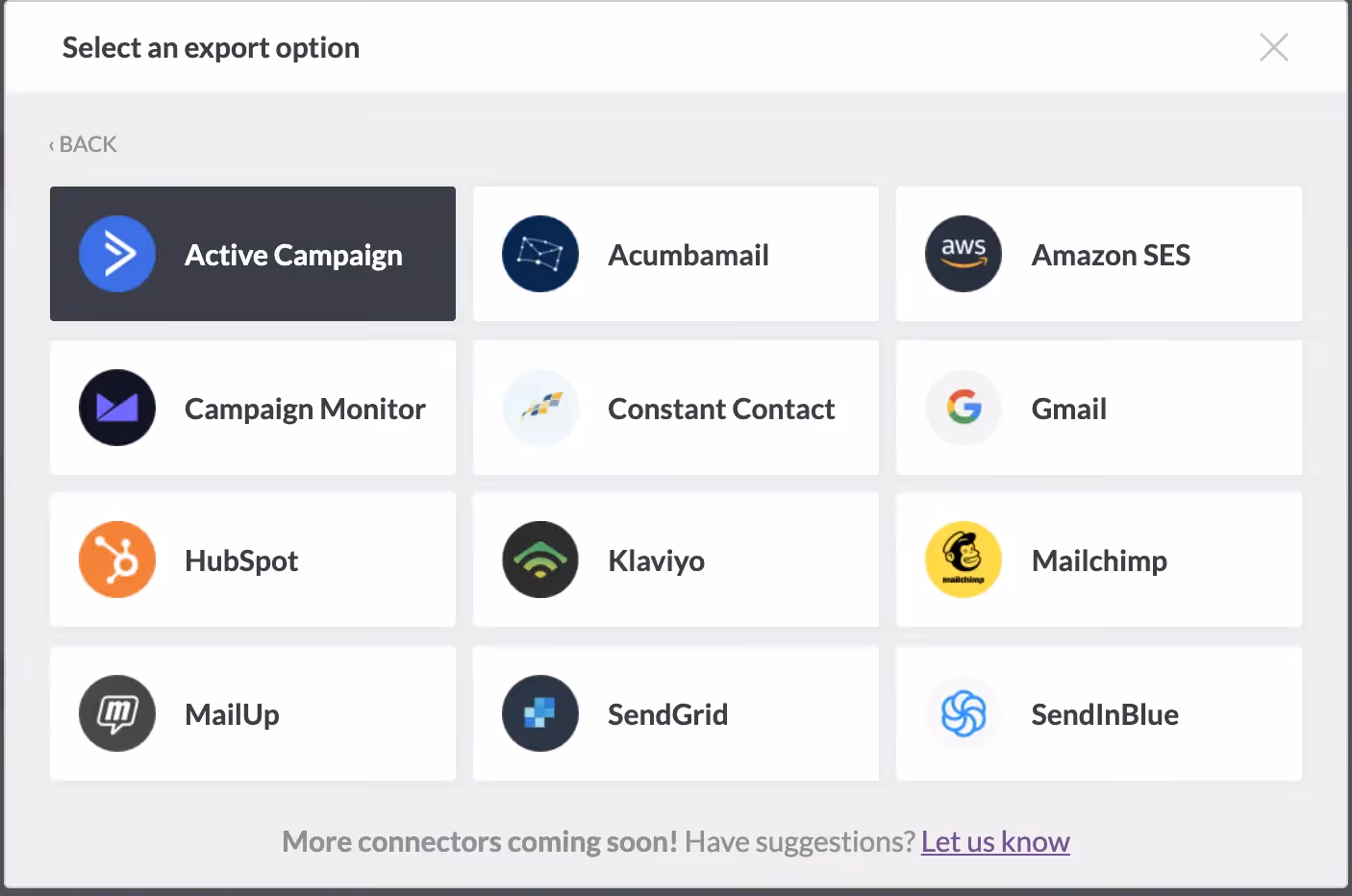 export to active campaign