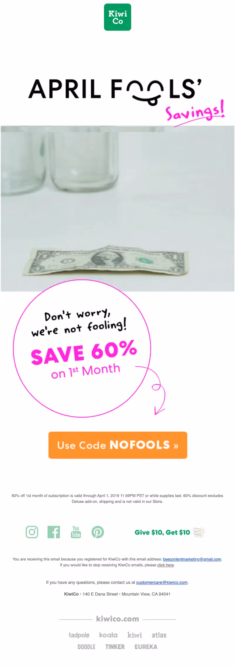 Creative April Fools' Day email