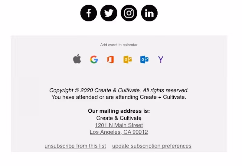 add to calendar button in email