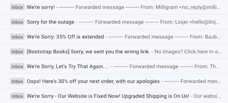 late delivery email subject lines