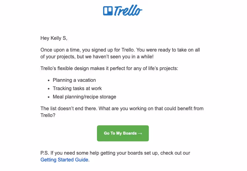 trello re-engagement email example