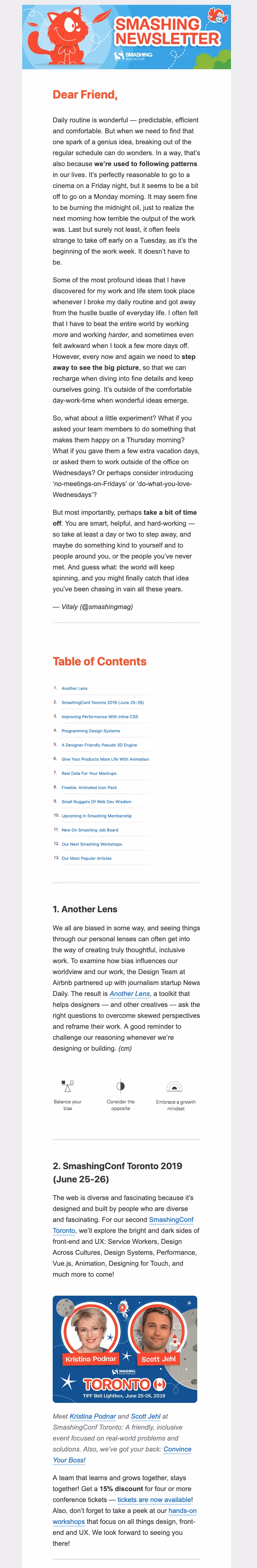 smashing magazine newsletter content strategy