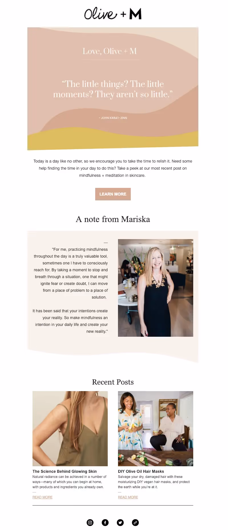 olive + m email newsletter design trends