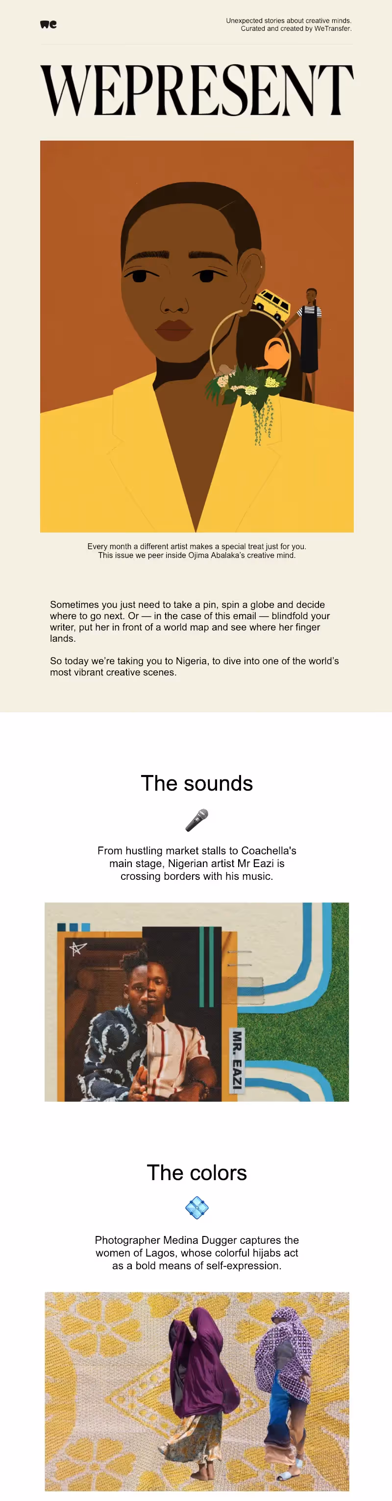 wetransfer beautiful email design