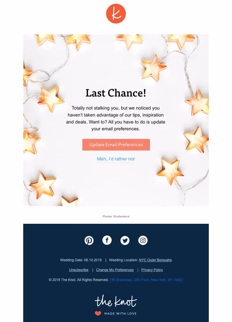 the knot engaging email example