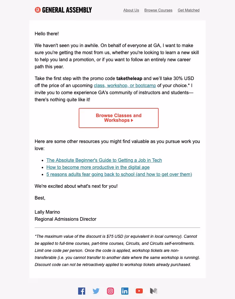 thrive customer engagement email