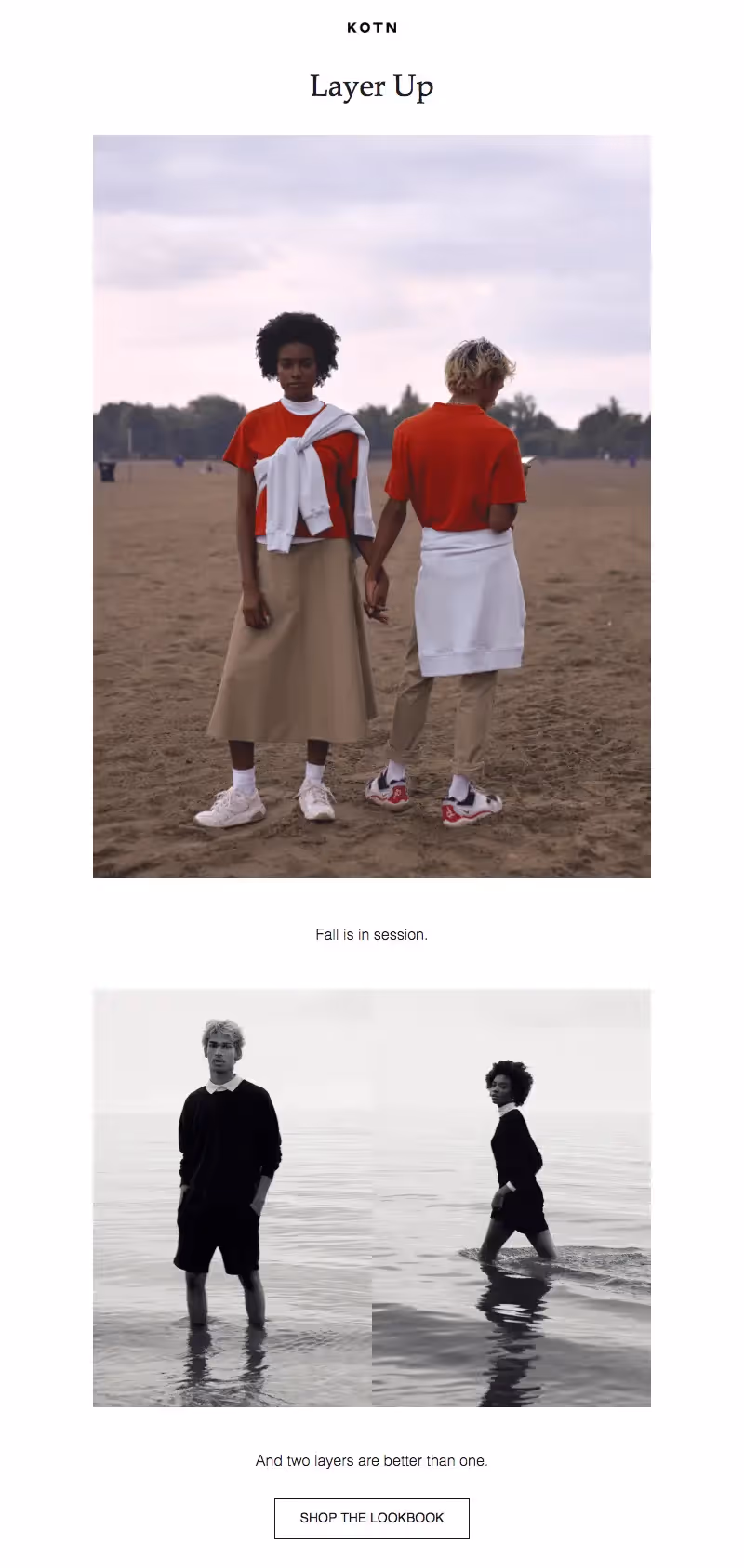 Kotn fall email campaign