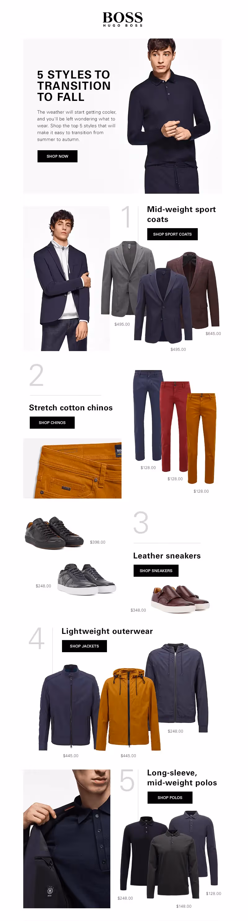 Hugo Boss fall email campaign