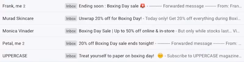 boxing day email subject lines