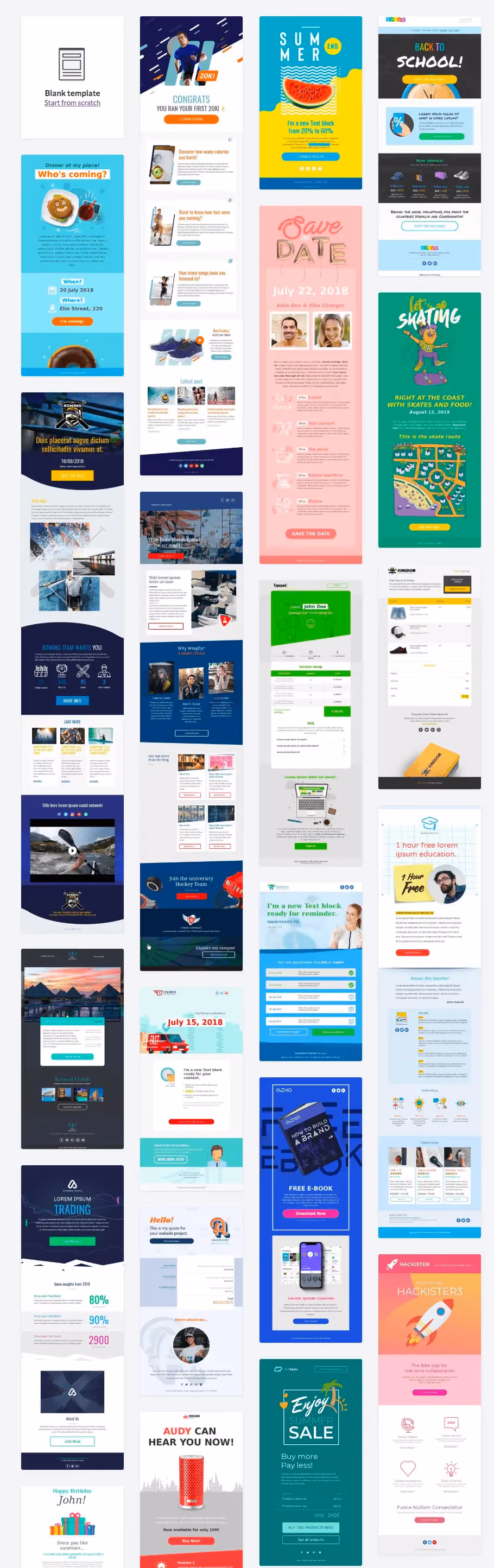 BEE templates fall email campaign