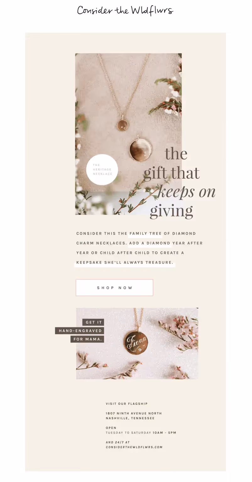 consider the wldflwrs Mother's Day emails