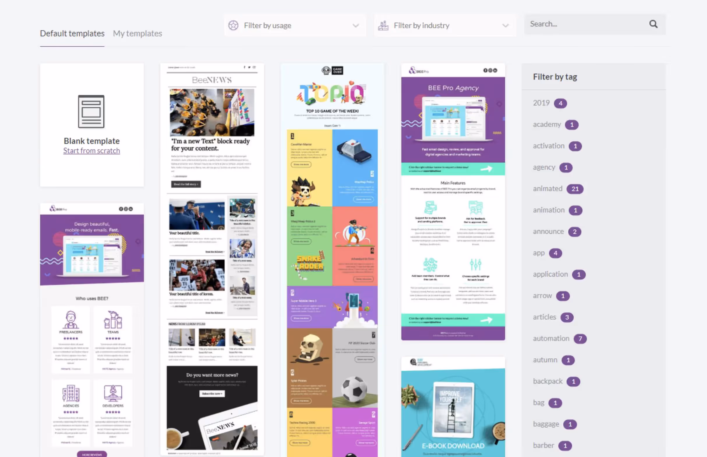BEE Pro email templates