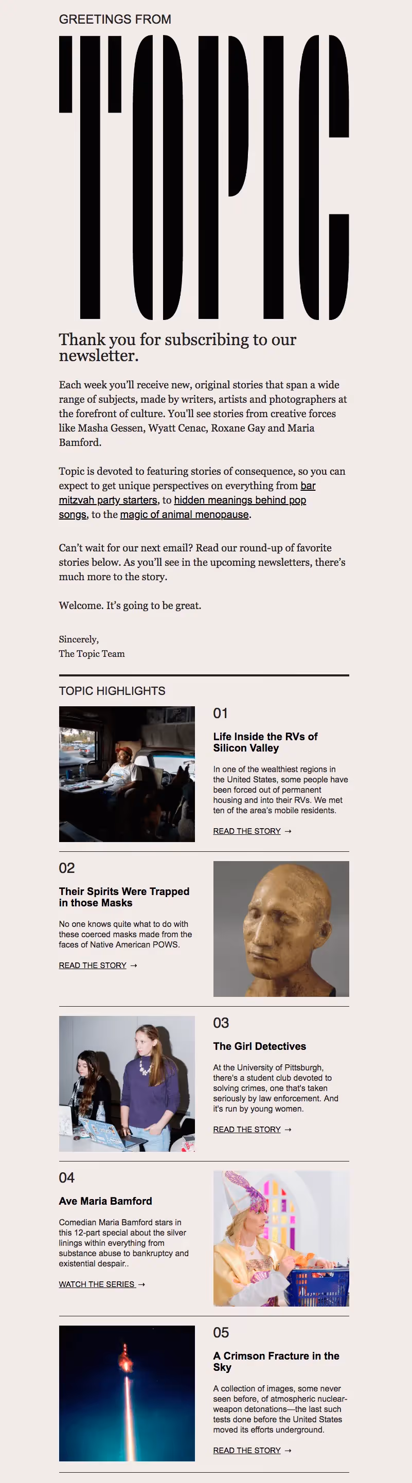 topic roundup list emails