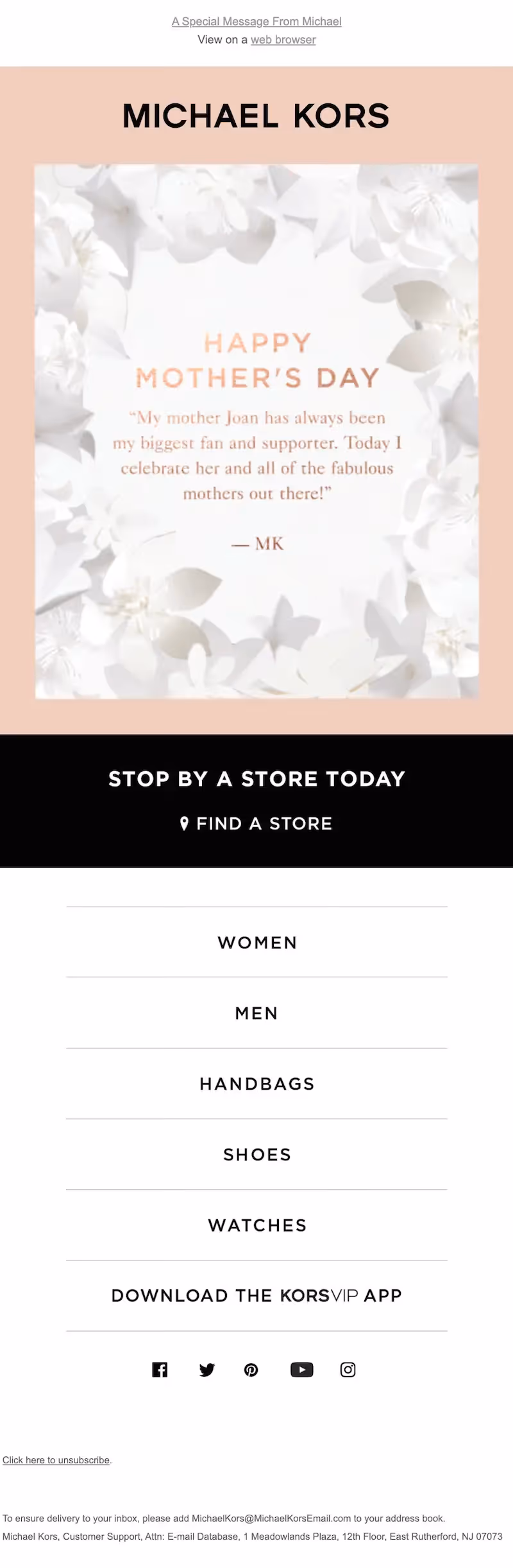 mother's day email example