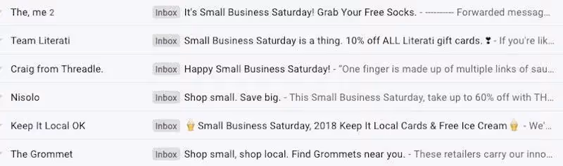 small business saturday email ideas