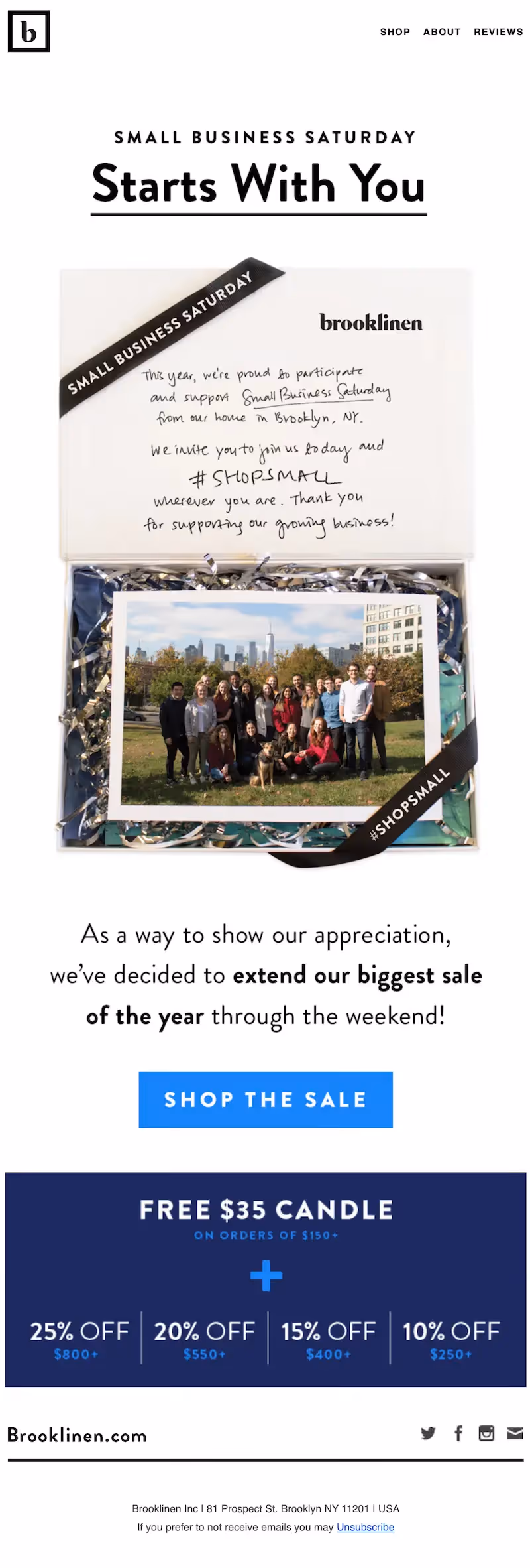 small business saturday partnership email