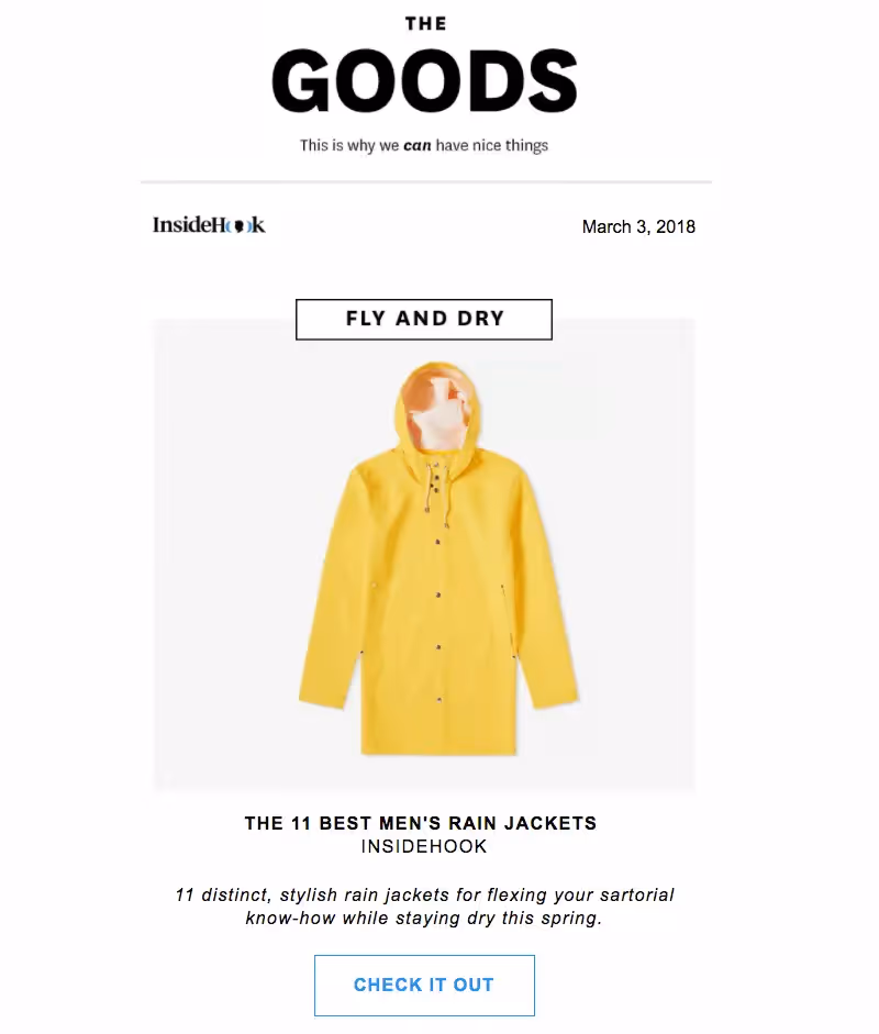 InsideHook presents 11 best men’s rain jackets—stylish, practical, and perfect for staying dry this spring.