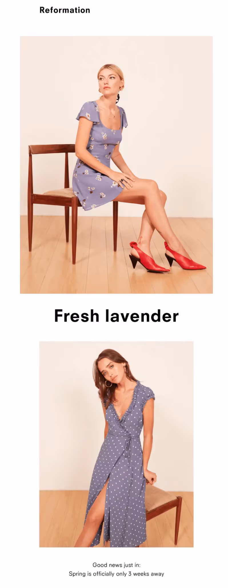 Fresh lavender styles in bloom—light, floral looks to get you ready for spring in just 3 weeks.