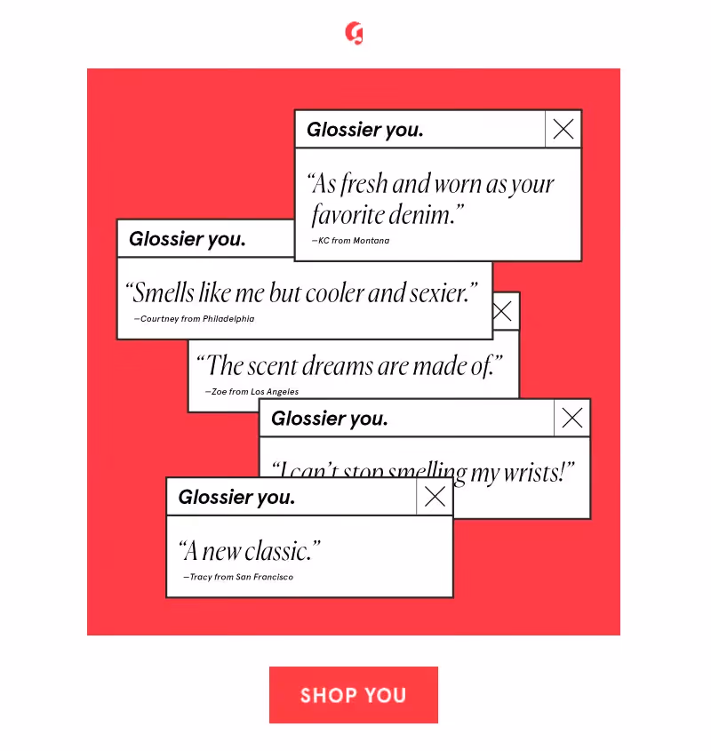 Glossier - user-generated content in email