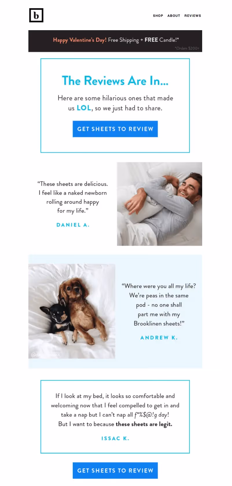 Brooklinen - user-generated content in email