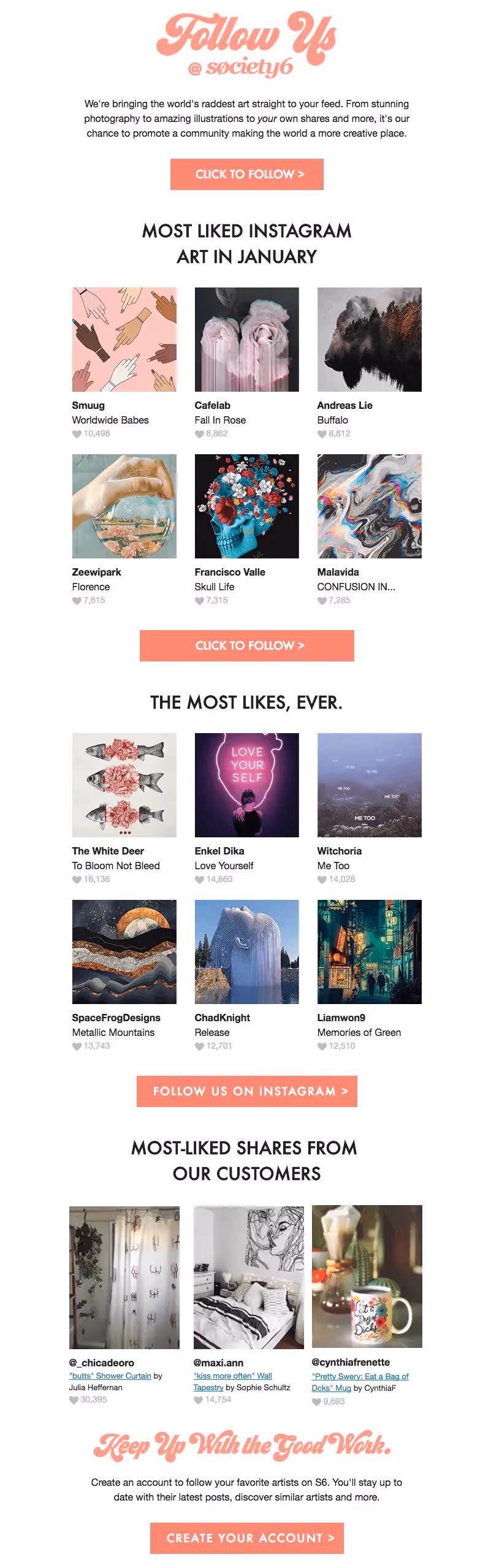 Society6 - user-generated content in email