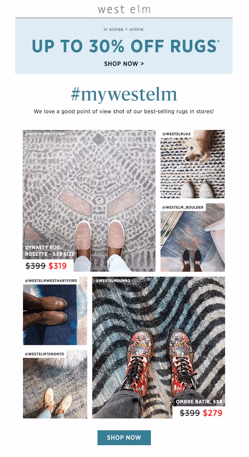 West Elm - user-generated content in email